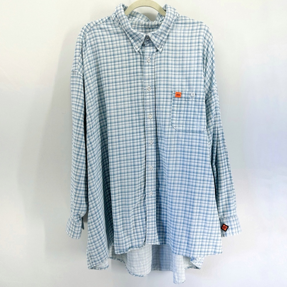 Wrangler Men’s 20X FR Check Plaid Long Sleeve Work Shirt Size 4XL Big